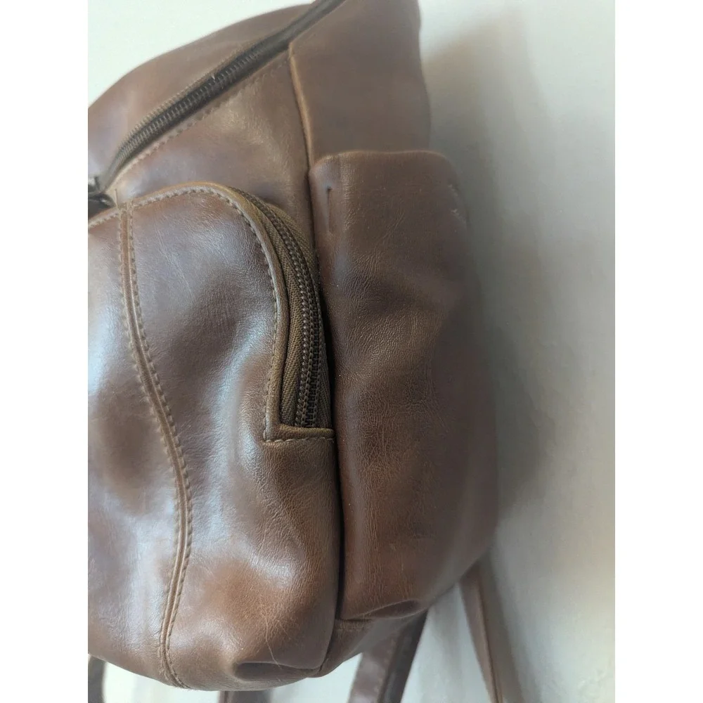 Connections Brown Faux Leather Shoulder Bag  Zip Top Handbag Brown